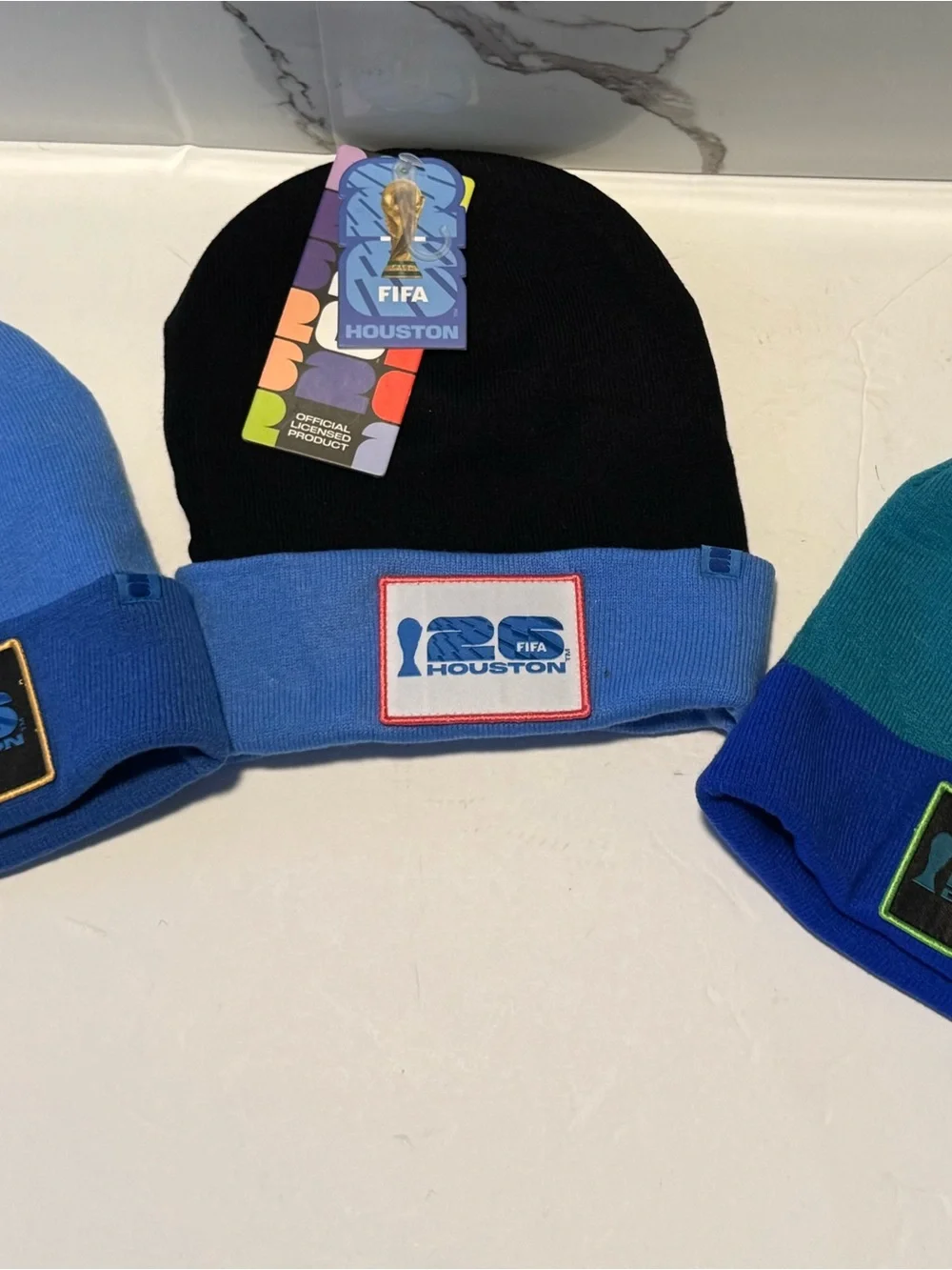 FIFA Houston Black and Light Blue Knit Beanie